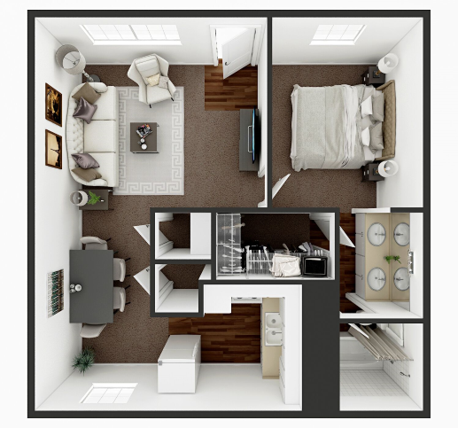 One bedroom one bath large at Victoria Square Apartment Homes in Lawton Oklahoma